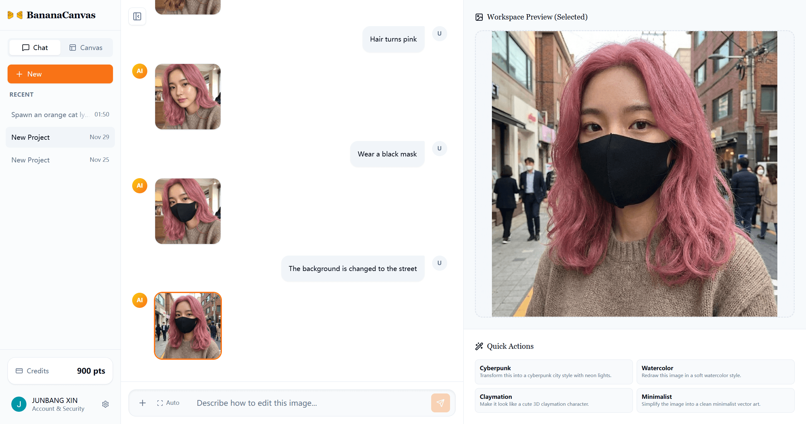 BananaCanvas Interface